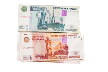 Banknot Rus para 5000 ve 1000 beyaz