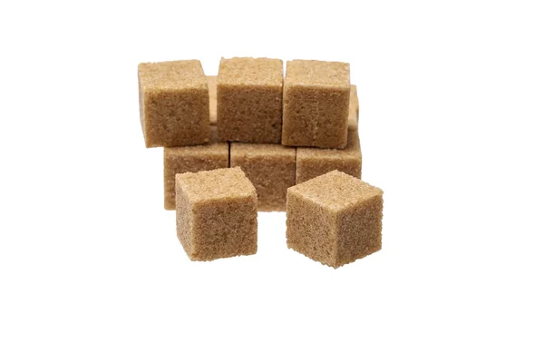 Bruine suiker geïsoleerd op wit — Stockfoto