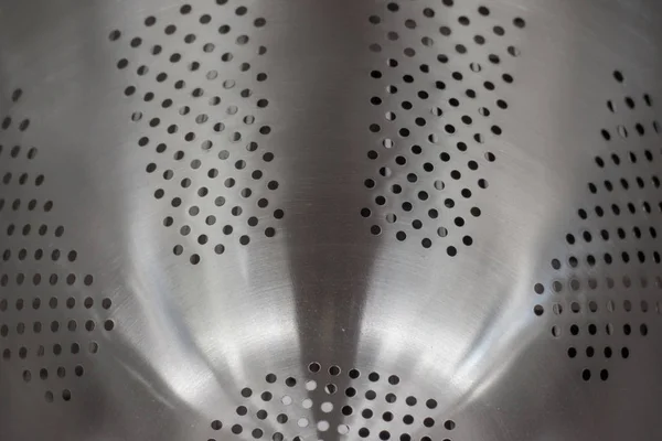 Close up of sainless steel colander — Stock Photo, Image