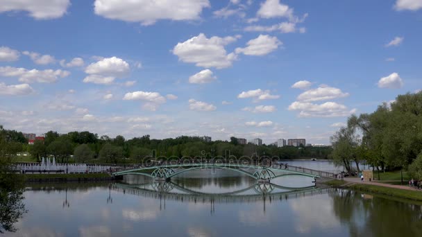 Étang dans le parc. Vue sur le pont. Sredniy Tsaritsynskiy prud .
