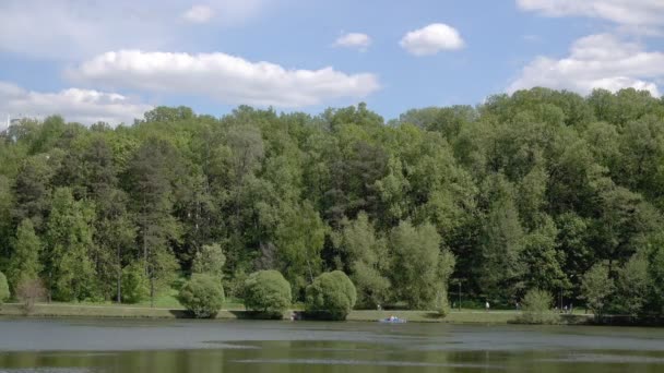 在公园里的漂亮的池塘。中 Tsaritsynskiy 豪。Tsaritsyno 公园. — 图库视频影像