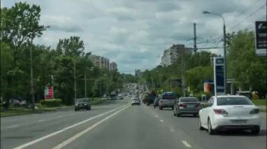 Moskova, Rusya - 4 Haziran 2017: Hiper-Lapse Moskova trafik