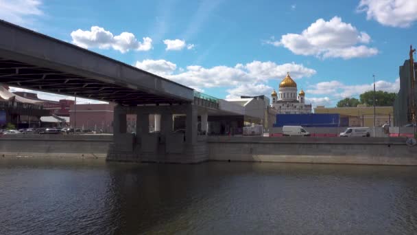 View from under Patriarshy Bridge. Cathedral of Christ the Saviour — Stock Video