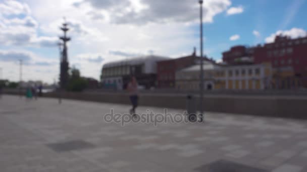 Abstract blur background of people walking on street — Stock Video