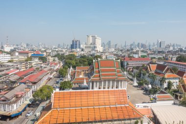 Bangkok, Tayland - 21 Aralık 2017: Bangkok, Wat Saket altın Dağı üzerinden görünümünü