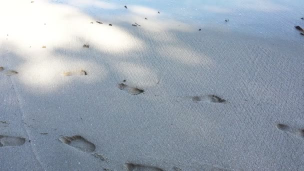Морской пейзаж у Ко Самуи, Таиланд с волной, разбивающейся на песке, шаг за шагом — стоковое видео