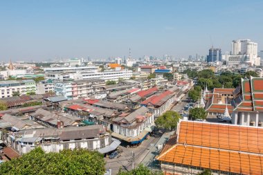 Bangkok, Tayland - 21 Aralık 2017: Bangkok, Wat Saket altın Dağı üzerinden görünümünü