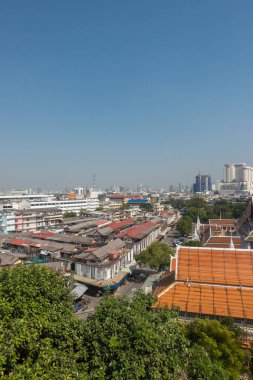 Bangkok, Tayland - 21 Aralık 2017: Bangkok, Wat Saket altın Dağı üzerinden görünümünü