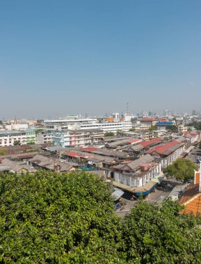 Bangkok, Tayland - 21 Aralık 2017: Bangkok, Wat Saket altın Dağı üzerinden görünümünü