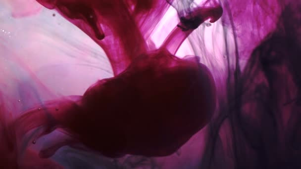 在水中的彩色油墨的美丽抽象背景. — 图库视频影像