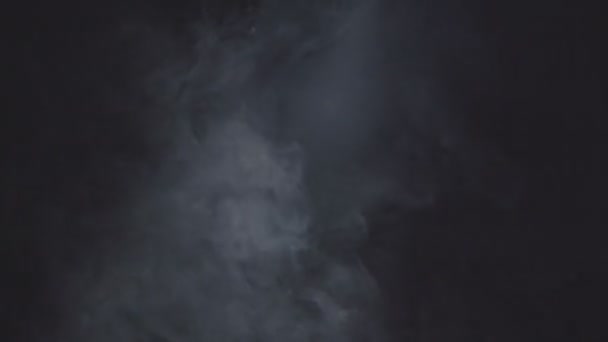 Hermoso movimiento del humo en el aire sobre un fondo negro . — Vídeos de Stock