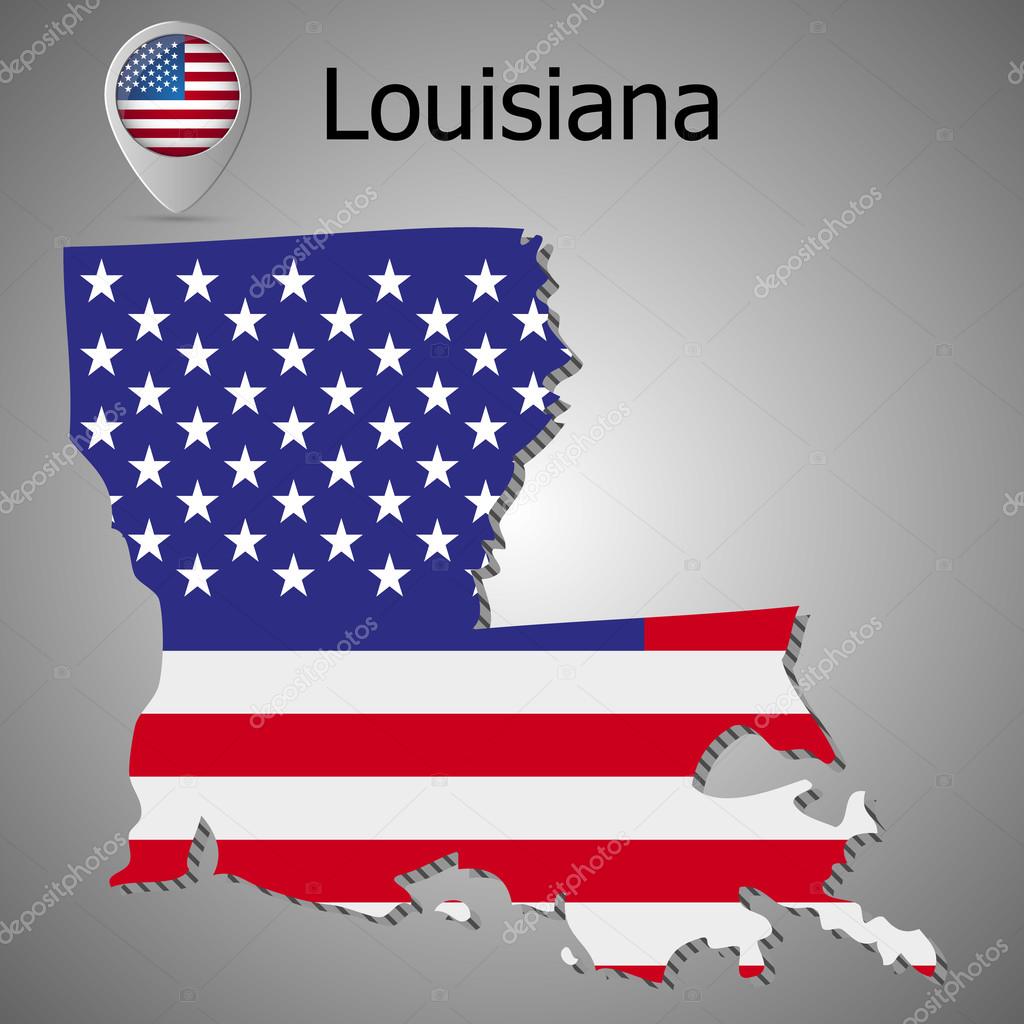 Louisiana map flag and text vector illustration
