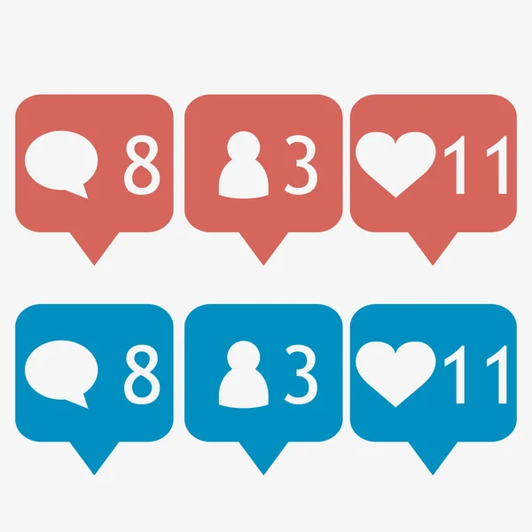 Mavi ve kırmızı balon bildirim Icon set