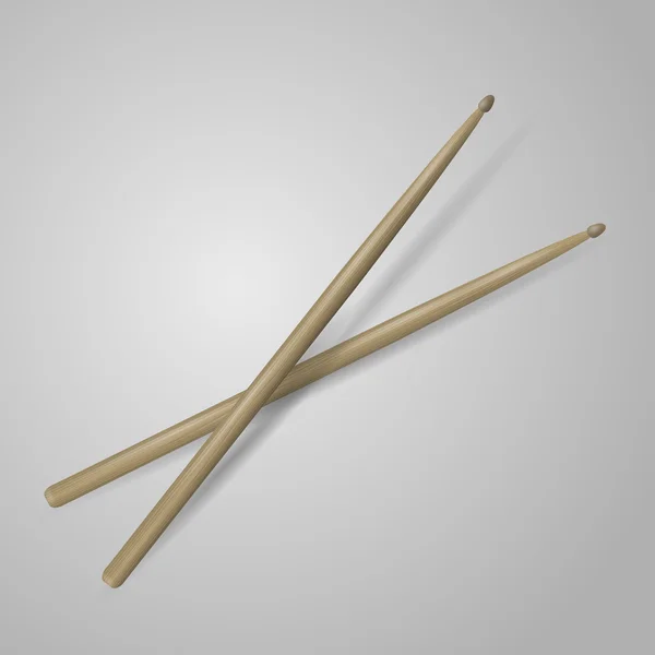 Realistische 3d render van drum stokken. vectorillustratie op witte achtergrond — Stockvector