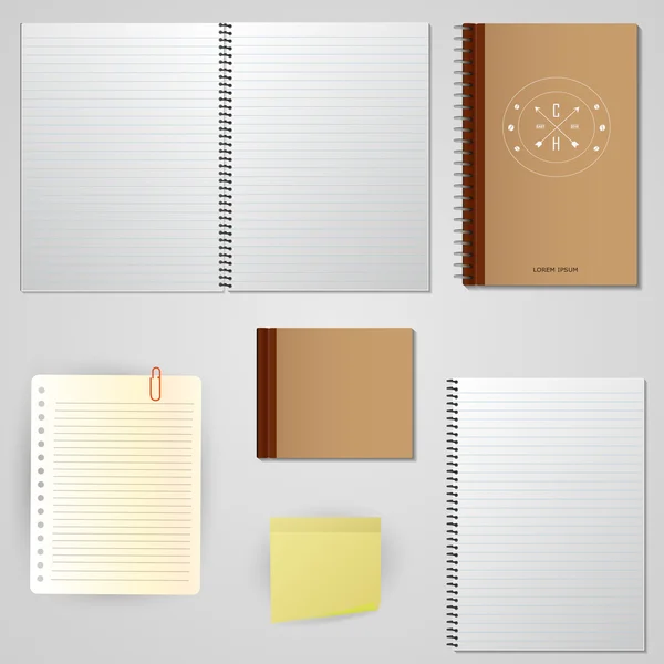 Définir les notes papier sur un fond blanc. illustration vectorielle — Image vectorielle