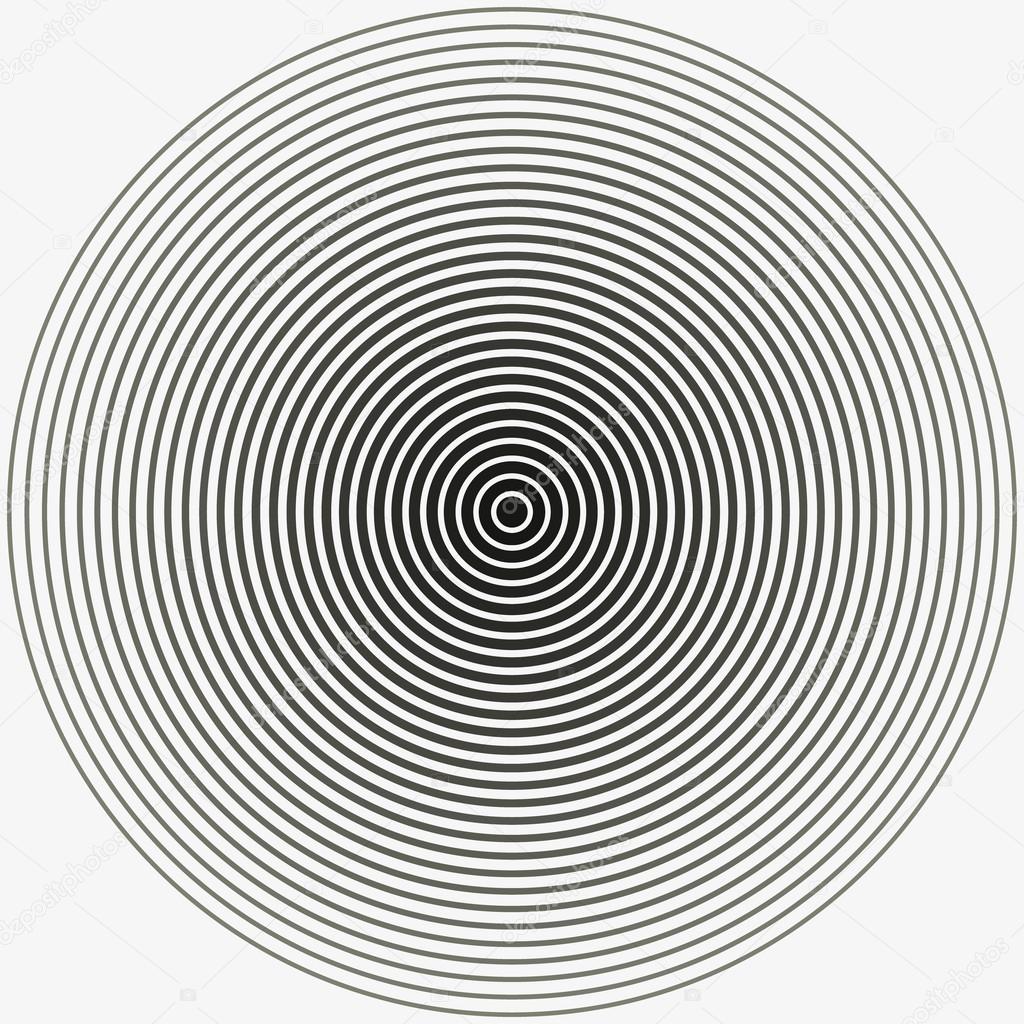 Concentric circle. Illustration for sound wave. Black and ...