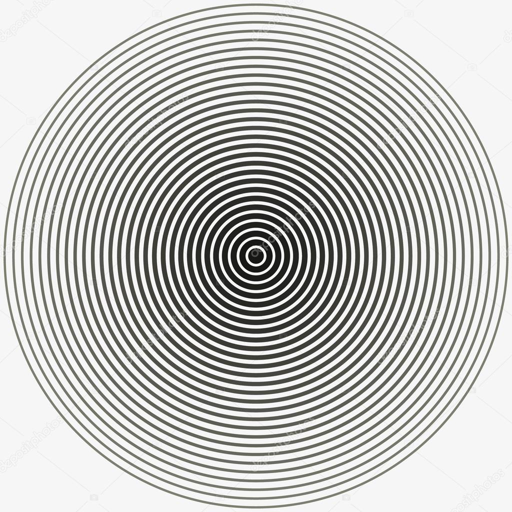 Concentric circle. Illustration for sound wave. Black and white color ring. vector illustration