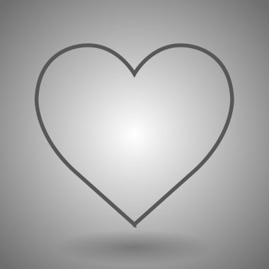 Doğrusal kalp simge vektör çizim gri arka plan üzerinde