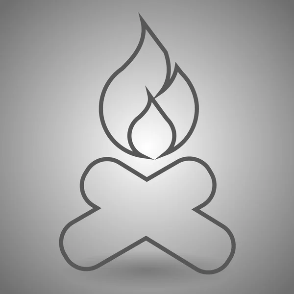 Icono de fuego de madera. Símbolo de hoguera exterior. Señal de fuego. Ilustración vectorial . — Vector de stock