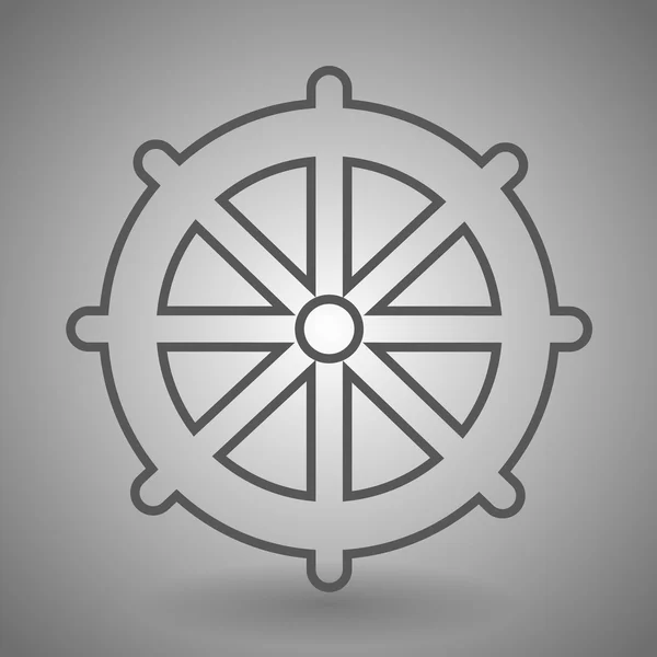 Icono del volante del barco. Señal del timón del capitán. Símbolo de vela. Icono de contorno lineal . — Vector de stock