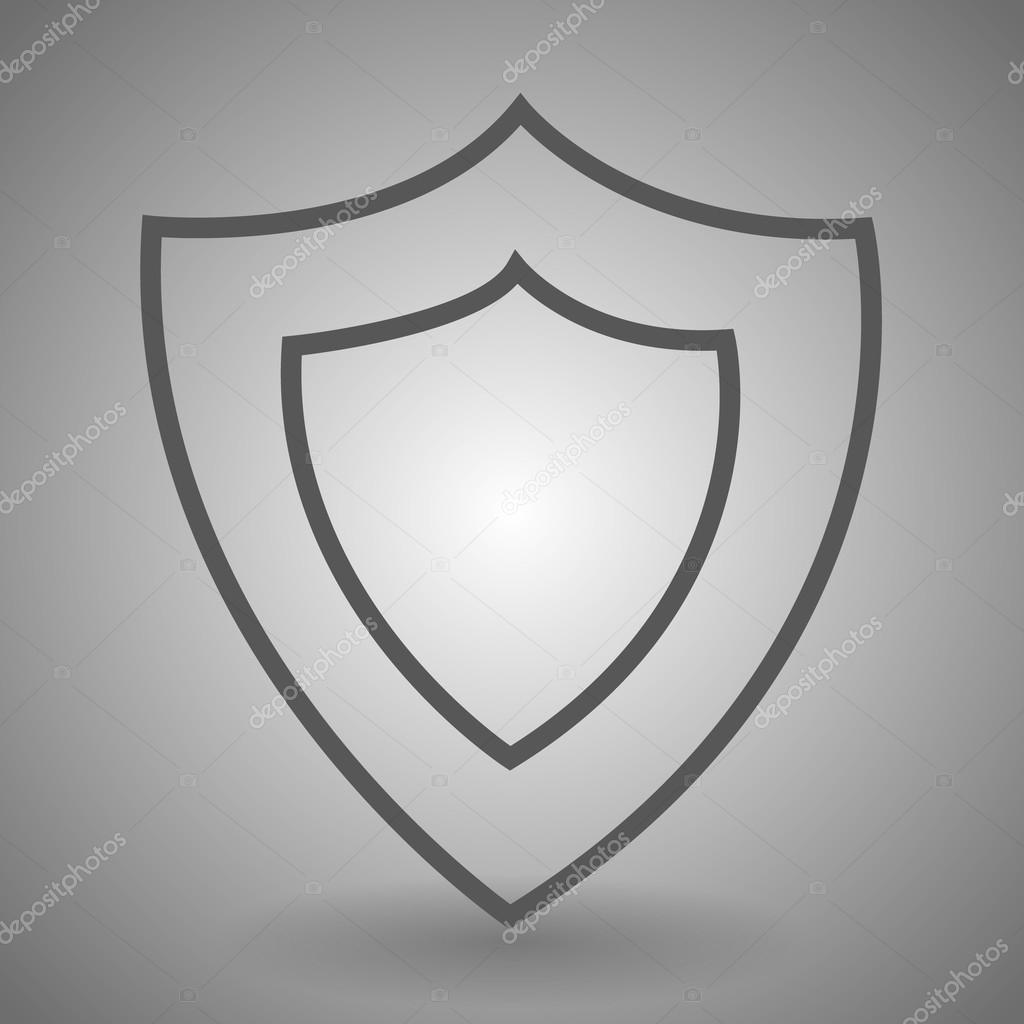 Shield linear icon. Thick line illustration. Protection contour symbol. Vector isolated outline drawing.