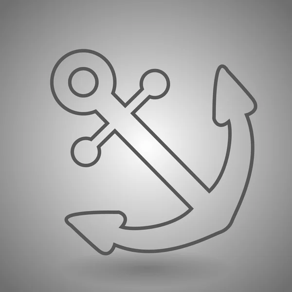 Anchor icon. Line style. Anchor isolated on gray background. — Stock Vector