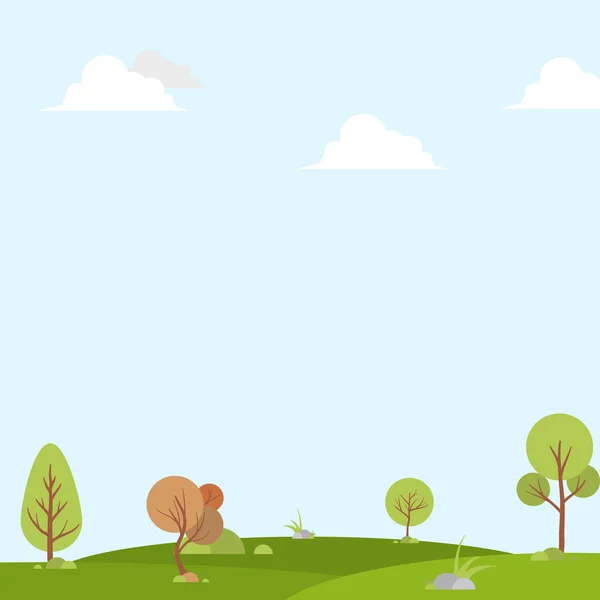 Naturaleza paisaje fondo, diseño plano cortado vector ilustración — Vector de stock