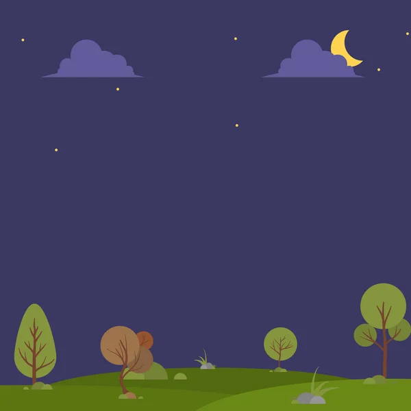 Paisaje: verano verde claro bosque y cielo azul, hermoso fondo — Vector de stock