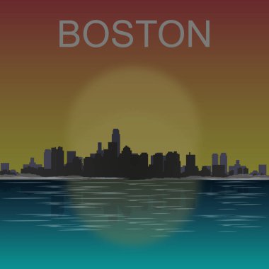 Boston şehrinin siluet arka planı. Vektör illüstrasyonu
