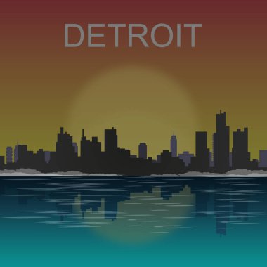 Detroit michigan city skyline siluet. vektör çizim
