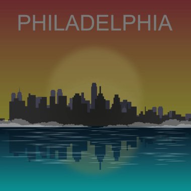 Philadelphia şehrinin silueti detaylı. Vektör illüstrasyonu