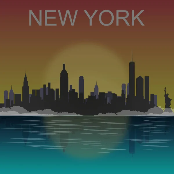 Nova Iorque skyline silhueta fundo, ilustração vetorial —  Vetores de Stock
