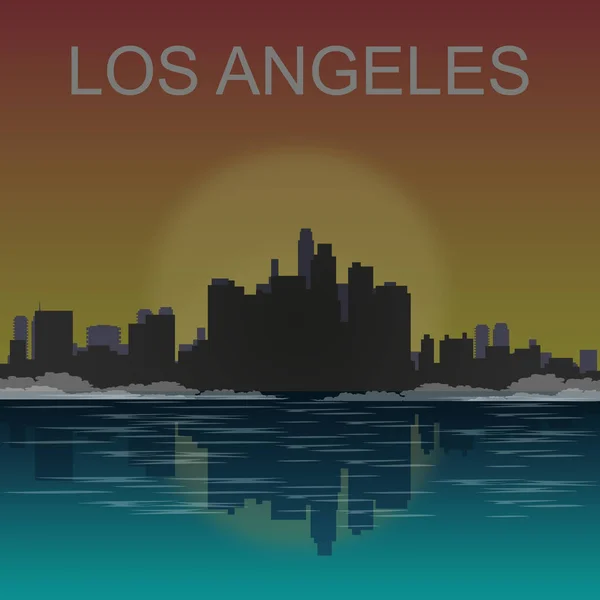 Los Angeles-i city skyline silhouette háttér, vektor illusztráció — Stock Vector