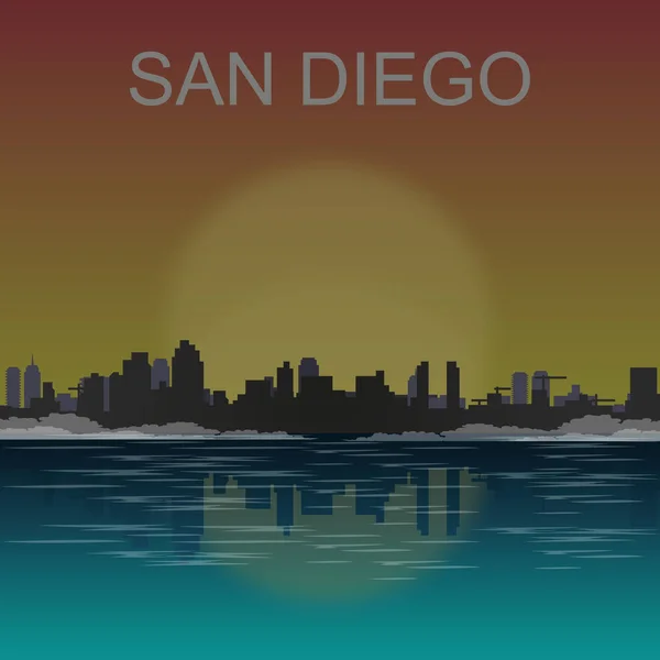 San Diego Califórnia skyline cidade silhueta vetor ilustração —  Vetores de Stock