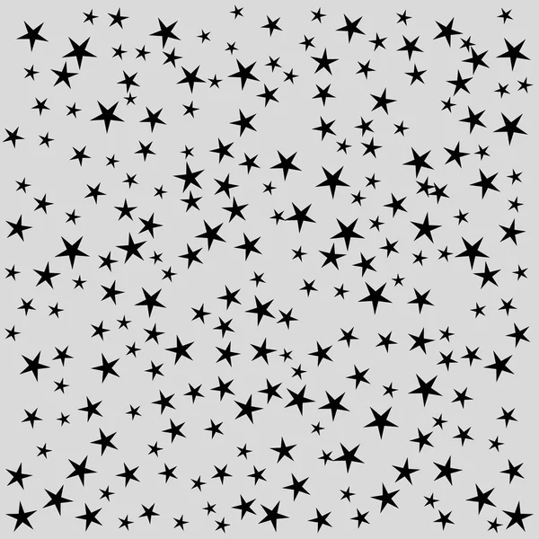 Nahtloses Muster mit schwarzen Sternen auf weißem Hintergrund. Vektorillustration. — Stockvektor