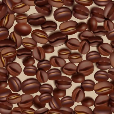 Kahve çekirdekleri Dikişsiz desen arka plan. Vektör çizim