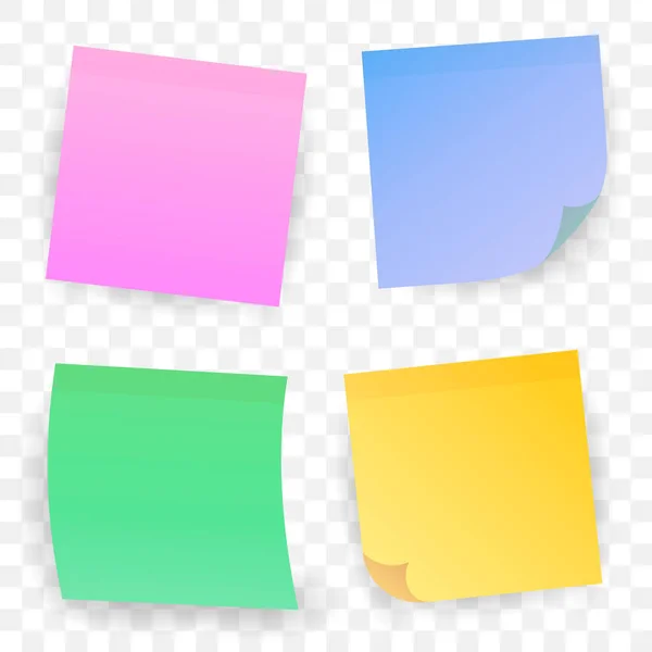 Sada barevných listů papírů pro poznámky. Čtyři rychlé poznámky — Stockový vektor