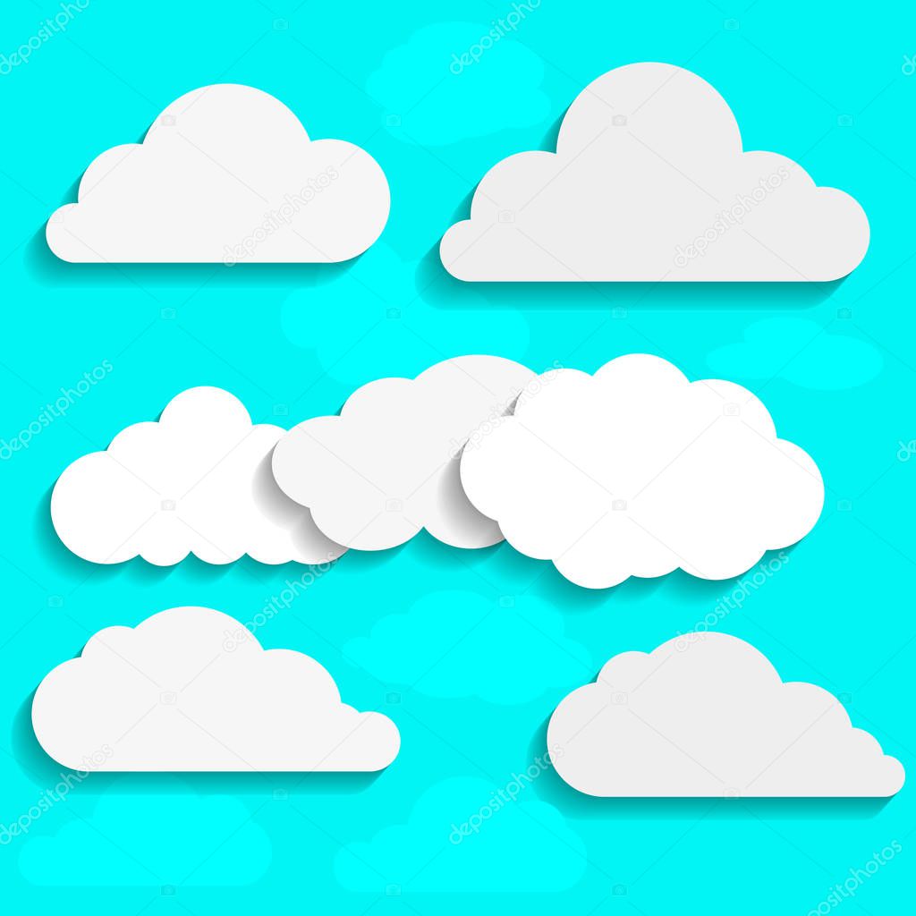 Clouds Collection Vector illustration on a blue background