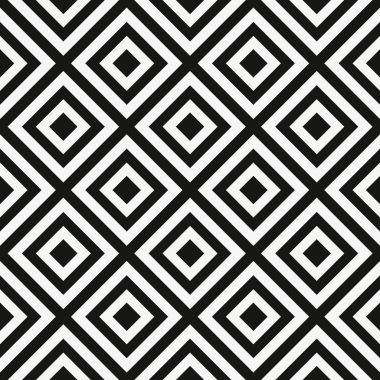 Vektör seamless modeli. Dekoratif unsur, tasarım şablonu ile çizgili siyah beyaz çapraz eğimli çizgiler. Arka plan, doku optik illüzyon etkisi ile.