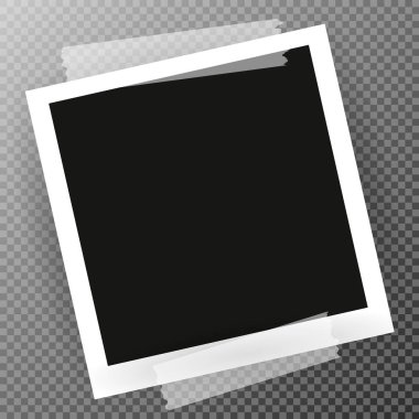 Fotoğraf çerçevesi ile gölge izole arka plan üzerinde yapışkan yapışkan bant viski, vektör şablon şık fotoğraf veya görüntü, Eps10 için