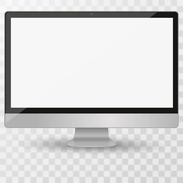 Moderní monitor s prázdnou obrazovkou izolovanou na průhledném pozadí. Přední pohled. Vektorové eps10. — Stockový vektor