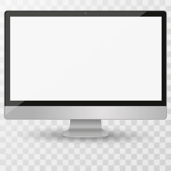 Şeffaf arkaplanda boş ekranlı modern bilgisayar monitörü görüntüsü. Ön manzara. Vektör Eps10.