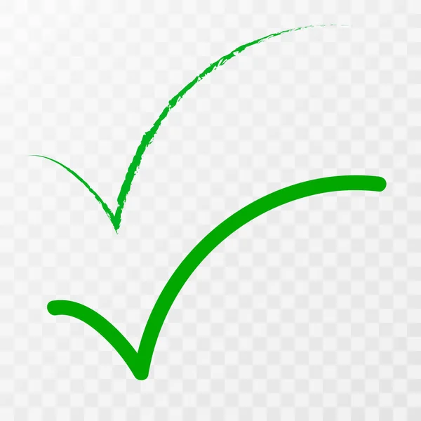 Ikon tanda cek hijau. Simbol klik dalam warna hijau, ilustrasi vektor. - Stok Vektor