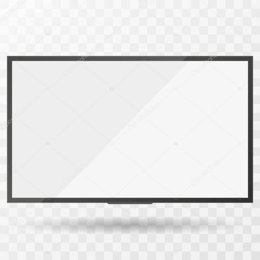 TV, modern white screen lcd, led, on isolate background, stylish vector illustration EPS10 .