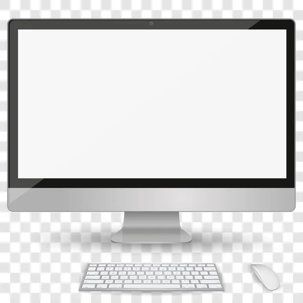 Οθόνη υπολογιστή iMac με κενή, λευκή οθόνη απομονώνονται σε ένα διαφανές φόντο μπροστινή όψη. — Διανυσματικό Αρχείο