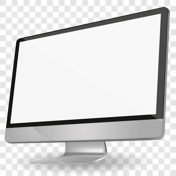 Οθόνη υπολογιστή iMac με κενή, λευκή οθόνη απομονώνονται σε ένα διαφανές φόντο — Διανυσματικό Αρχείο