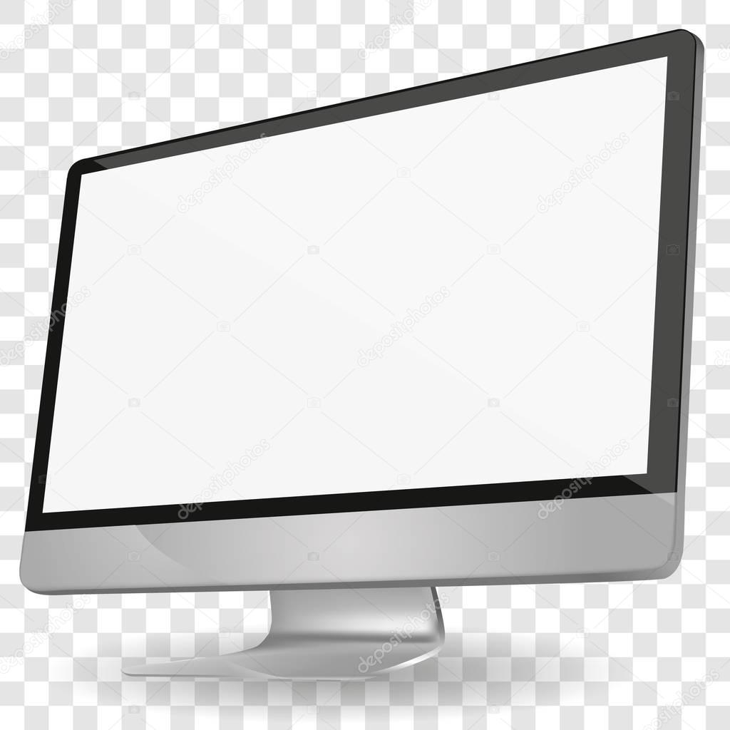 Imac Computer display with blank white screen isolated on a transparent background