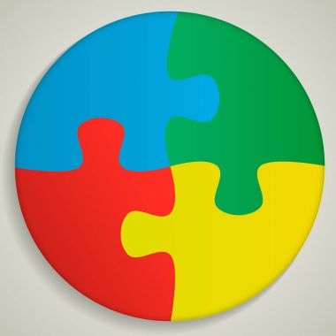 dört adet yuvarlak bulmaca iş sunma. Daire infograph. 4 adım süreç diyagramı. Bölüm Karşılaştır afiş