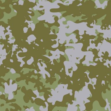 Kamuflaj desenli arka plan kusursuz vektör çizimi. Klasik giyim tarzı kamuflaj tekrarı. Yeşil kahverengi siyah zeytin rengi orman dokusu