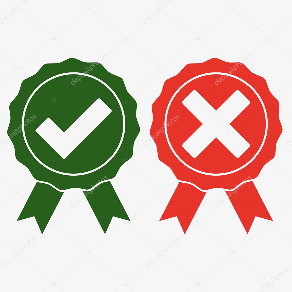 Approved and rejected or Certified Medal Icon
